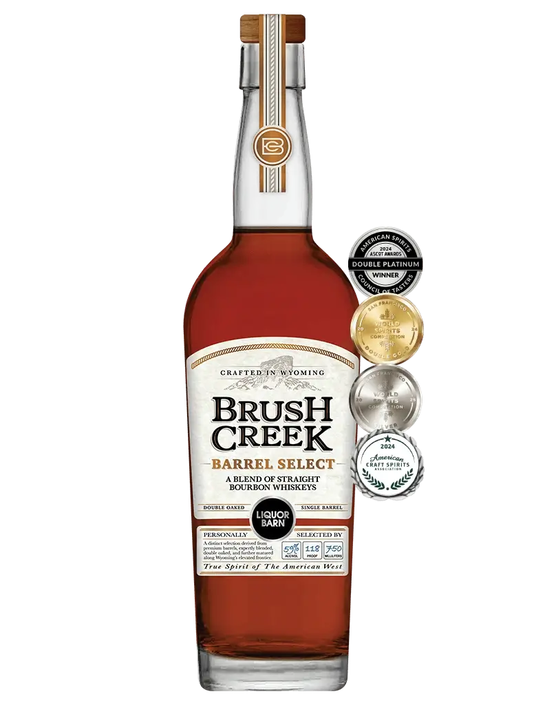Brush Creek Barrel Select Bourbon with awards